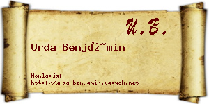 Urda Benjámin névjegykártya
