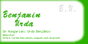 benjamin urda business card